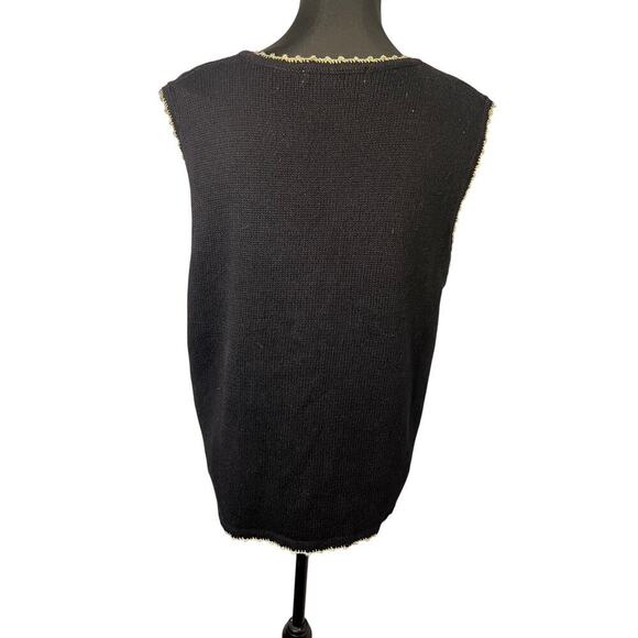 Mercer Street Studio Womens L Embroidered Beaded Sequin Metallic Holiday Vest - Picture 3 of 7